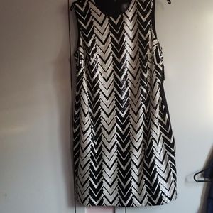 Black and white sequined cocktail dress